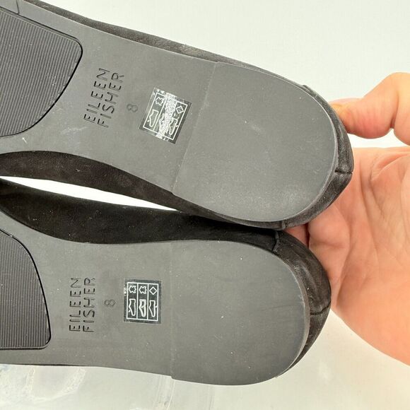 Eileen Fisher Womens Una Hidden Wedge Ballet Flats Size 8 Black Suede Round Toe - Picture 11 of 15